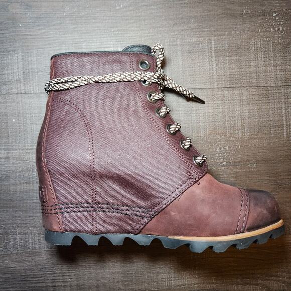 Sorel PDX Wedge Booties Women’s 8 Brown Waterproof Nubuck Lace Up NWOB - Picture 11 of 16